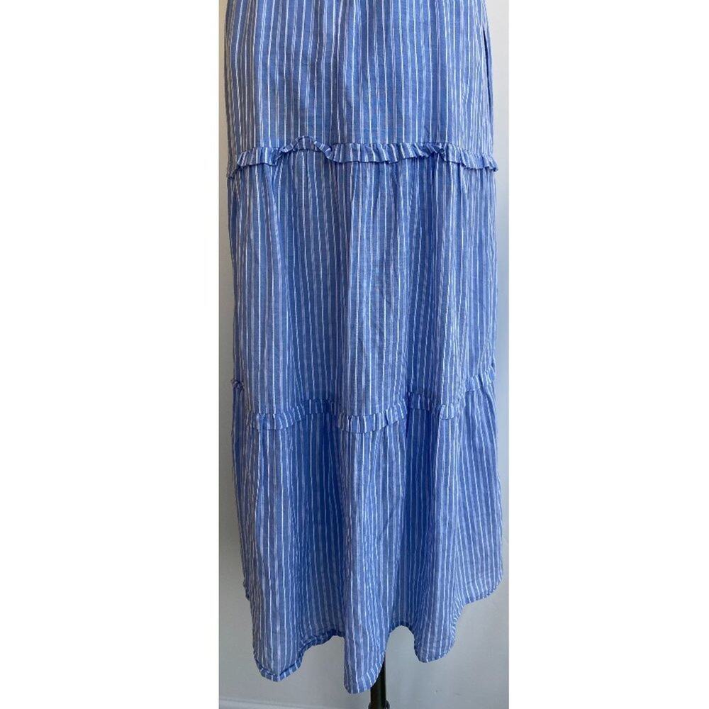 Gal Meets Glam Collection Courtney Rio Striped Ruffled Tiered Blue Maxi Dress 2 - Picture 9 of 11